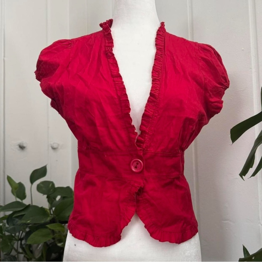 Red Ruffled Women's Top
